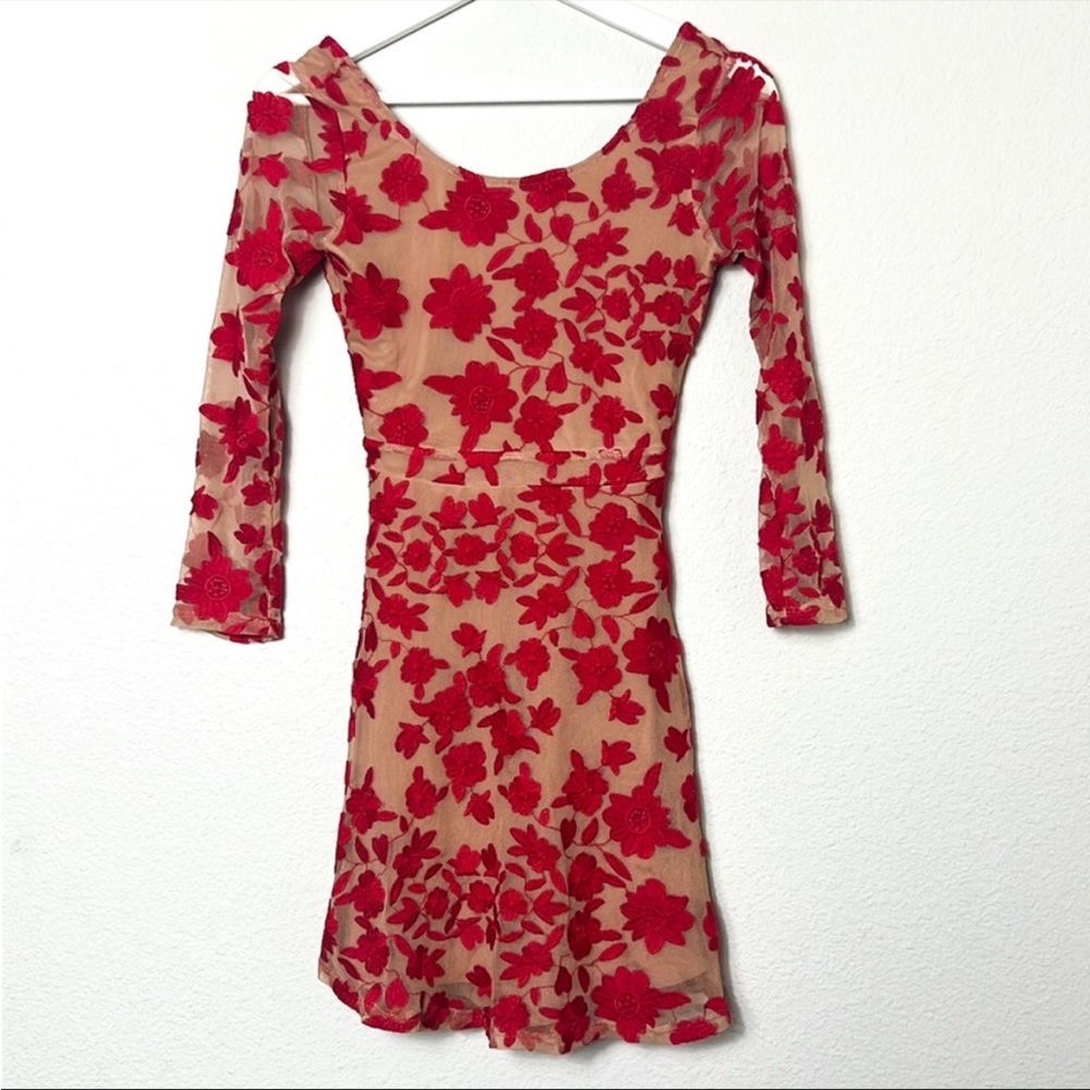 For love and lemons red lace back dress